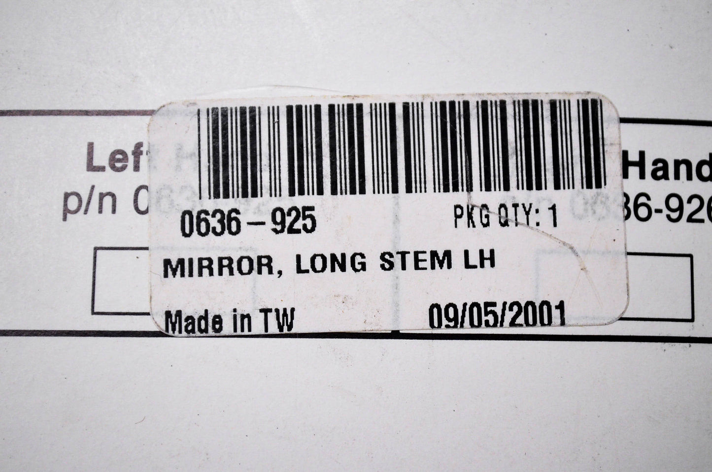 New OEM Arctic Cat 0636-925 Left Hand Long Stem Mirror NOS