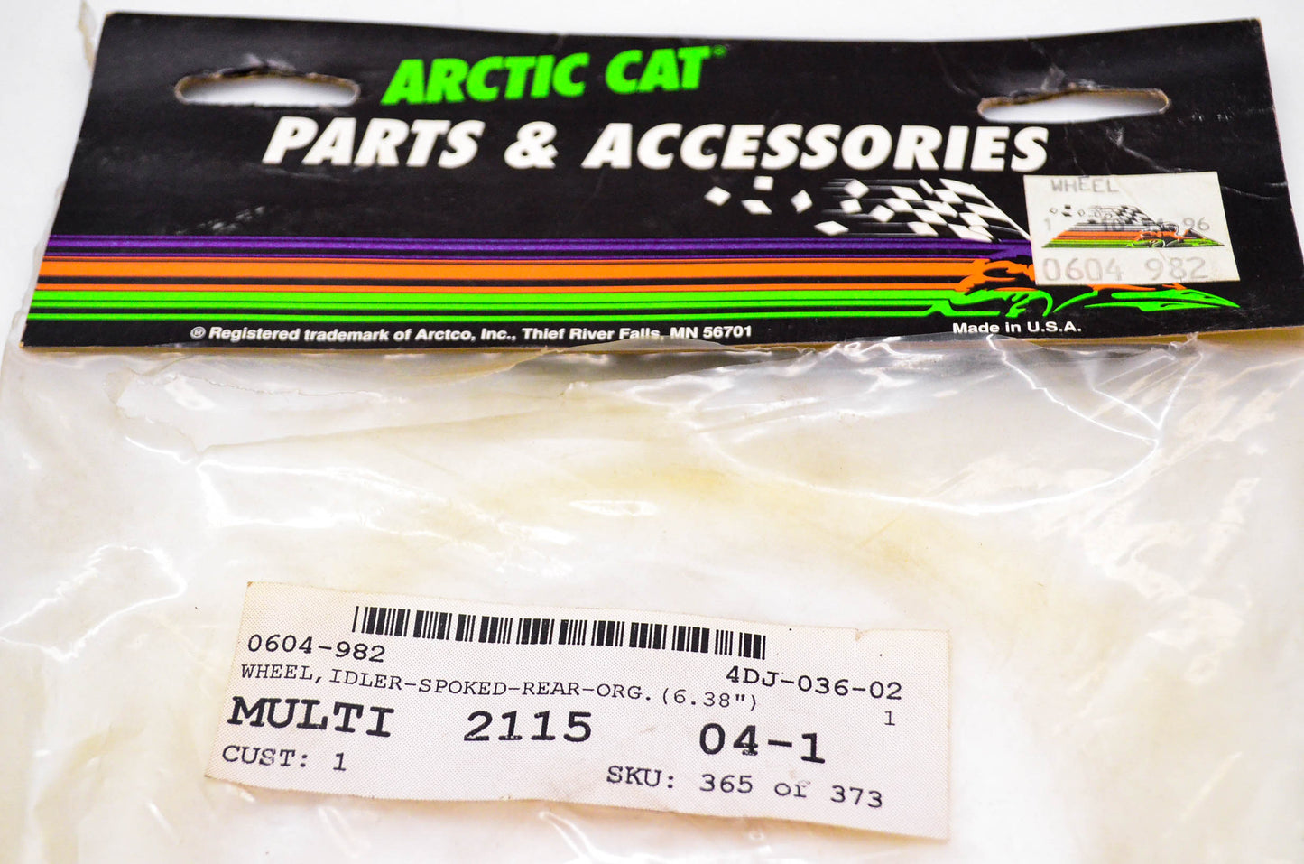 New OEM Arctic Cat 0604-982 Idler Wheel Spoked Rear 6.38" NOS