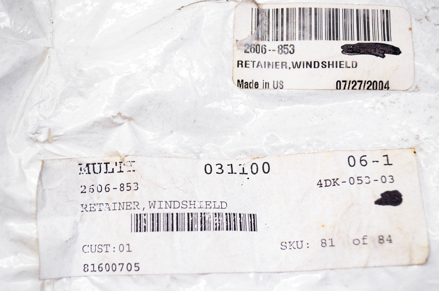 New OEM Arctic Cat 2606-853 Windshield Retainer NOS