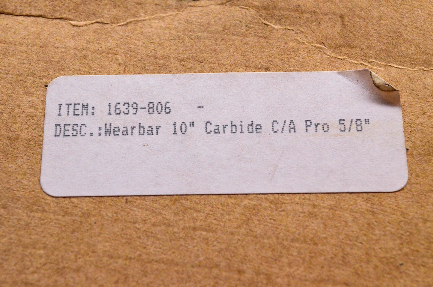 New OEM Arctic Cat 1639-806 Wearbar 10" Carbide C/A Pro 5/8" NOS