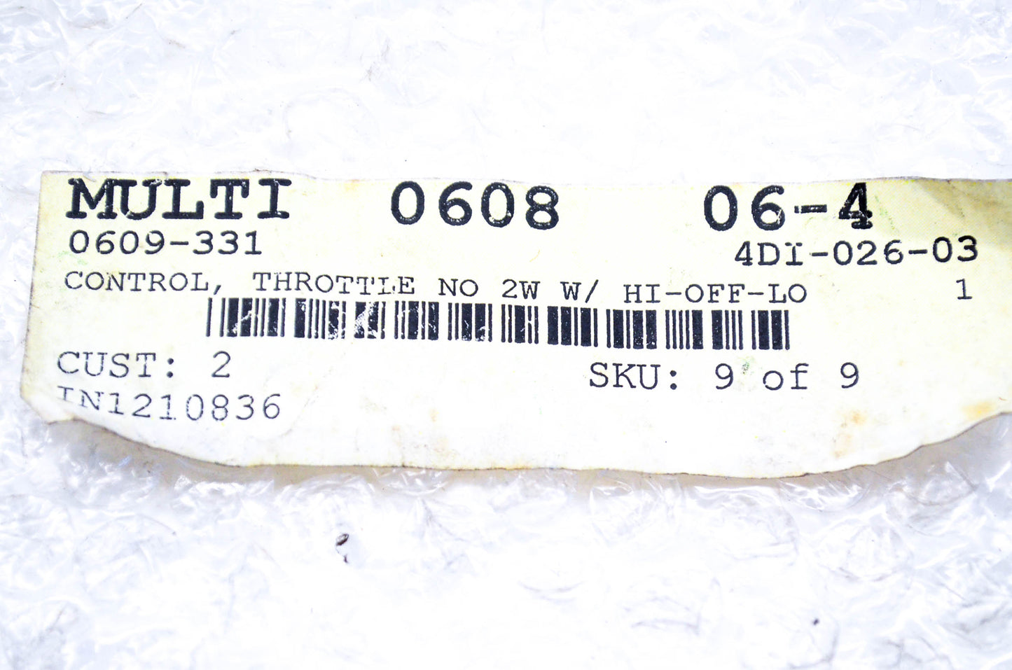 New OEM Arctic Cat 0609-331 Throttle Control w/Hi Off Lo NOS