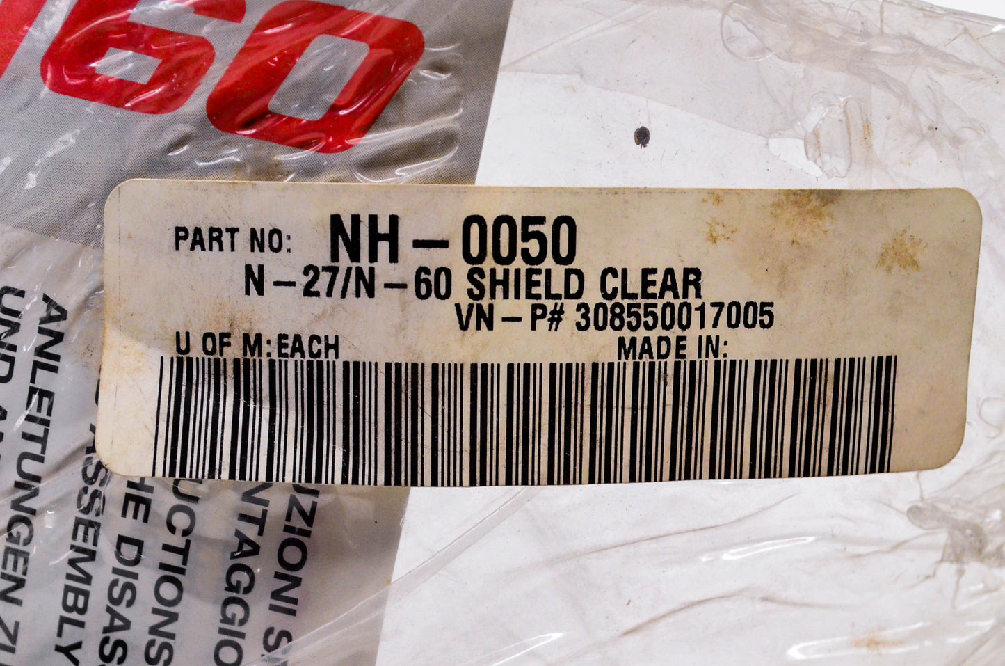 Nolan NH-0050, 308550017005 Clear Helmet Shield N-27/N-60 NOS