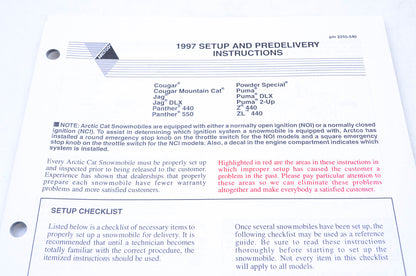 New OEM Arctic Cat 2255-540 1997 Setup & Predelivery Instructions NOS
