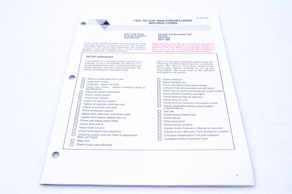 New OEM Arctic Cat 2255-538 1997 Setup & Predelivery Instructions NOS