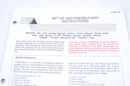 New OEM Arctic Cat 2255-108 Setup & Predelivery Instructions NOS