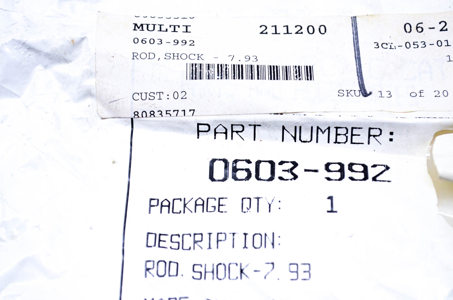 New OEM Arctic Cat 0603-992 Shock Rod 7.93 NOS
