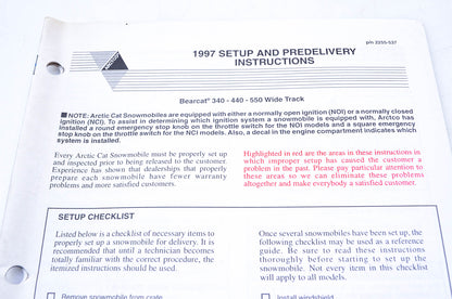 OEM Arctic Cat 2255-537 1997 Setup & Predelivery Instructions