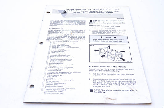 OEM Arctic Cat 2254-628 Setup & Predelivery Instructions