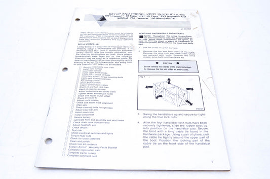 OEM Arctic Cat 2254-627 Setup & Predelivery Instructions