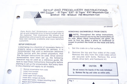 OEM Arctic Cat 2254-627 Setup & Predelivery Instructions