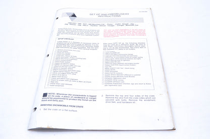 OEM Arctic Cat 2254-954 Setup & Predelivery Instructions