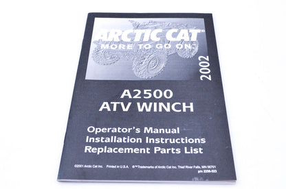 New OEM Arctic Cat 2256-523 2002 Operators Manual, Installation Instructions, Replacement Parts List NOS
