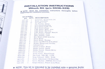 New OEM Arctic Cat 2256-523 2002 Operators Manual, Installation Instructions, Replacement Parts List NOS