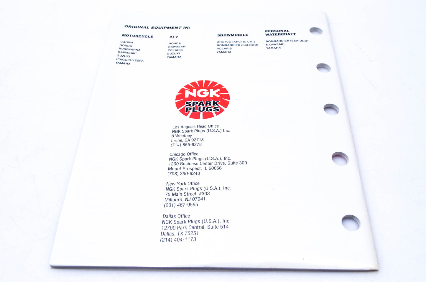 NGK Spark Plugs 1994 Spark Plug Catalog NOS