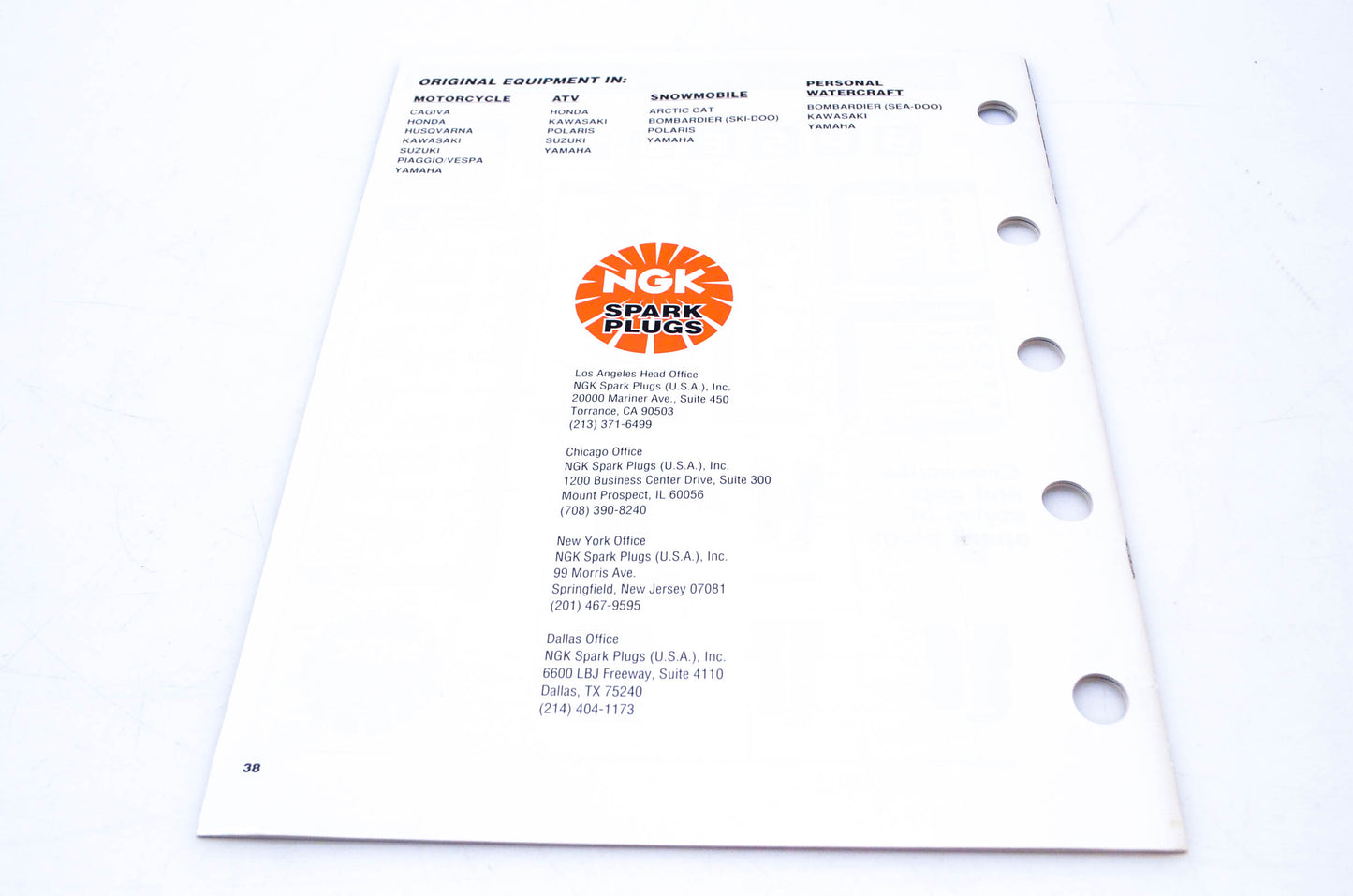 NGK Spark Plugs 1991 Spark Plug Catalog NOS