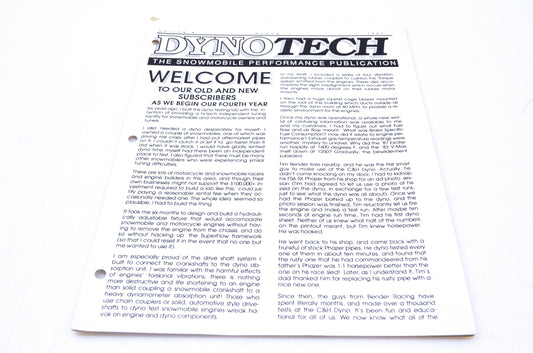 DynoTech 1992 Snowmobile Performance Publication Volume 4 Number 1 NOS