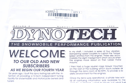 DynoTech 1992 Snowmobile Performance Publication Volume 4 Number 1 NOS