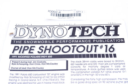 DynoTech 1991 Snowmobile Performance Publication Volume 3 Number 3 NOS