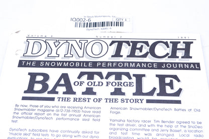 DynoTech 1991 Snowmobile Performance Journal Volume 3 Number 2 NOS
