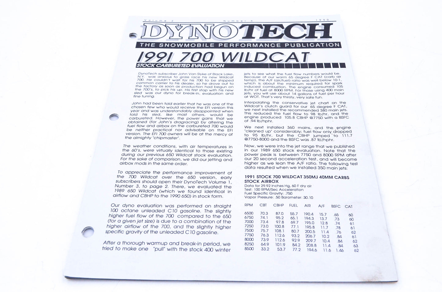 DynoTech 1990 Snowmobile Performance Publication Volume 2 Number 6 NOS