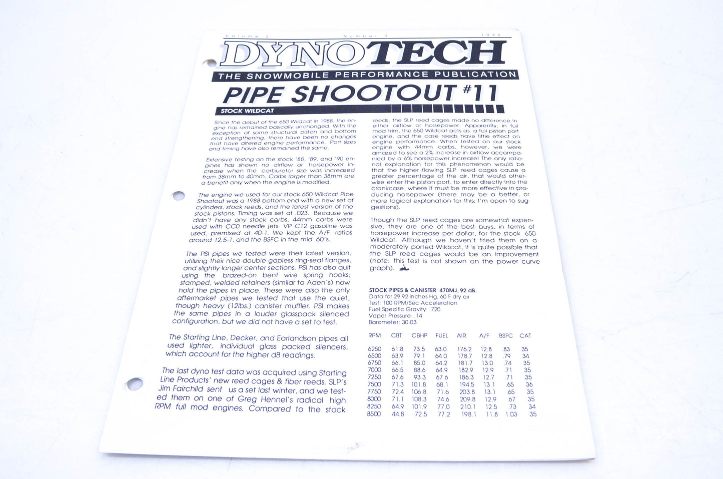 DynoTech 1990 Snowmobile Performance Publication Volume 2 Number 3 NOS