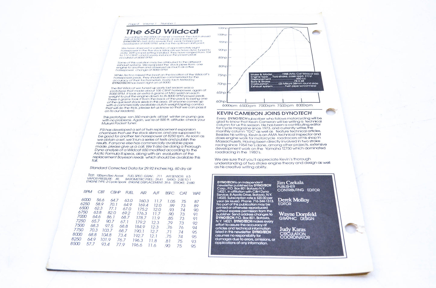 DynoTech 1988 Snowmobile Performance Publication Volume 1 Number 1 NOS