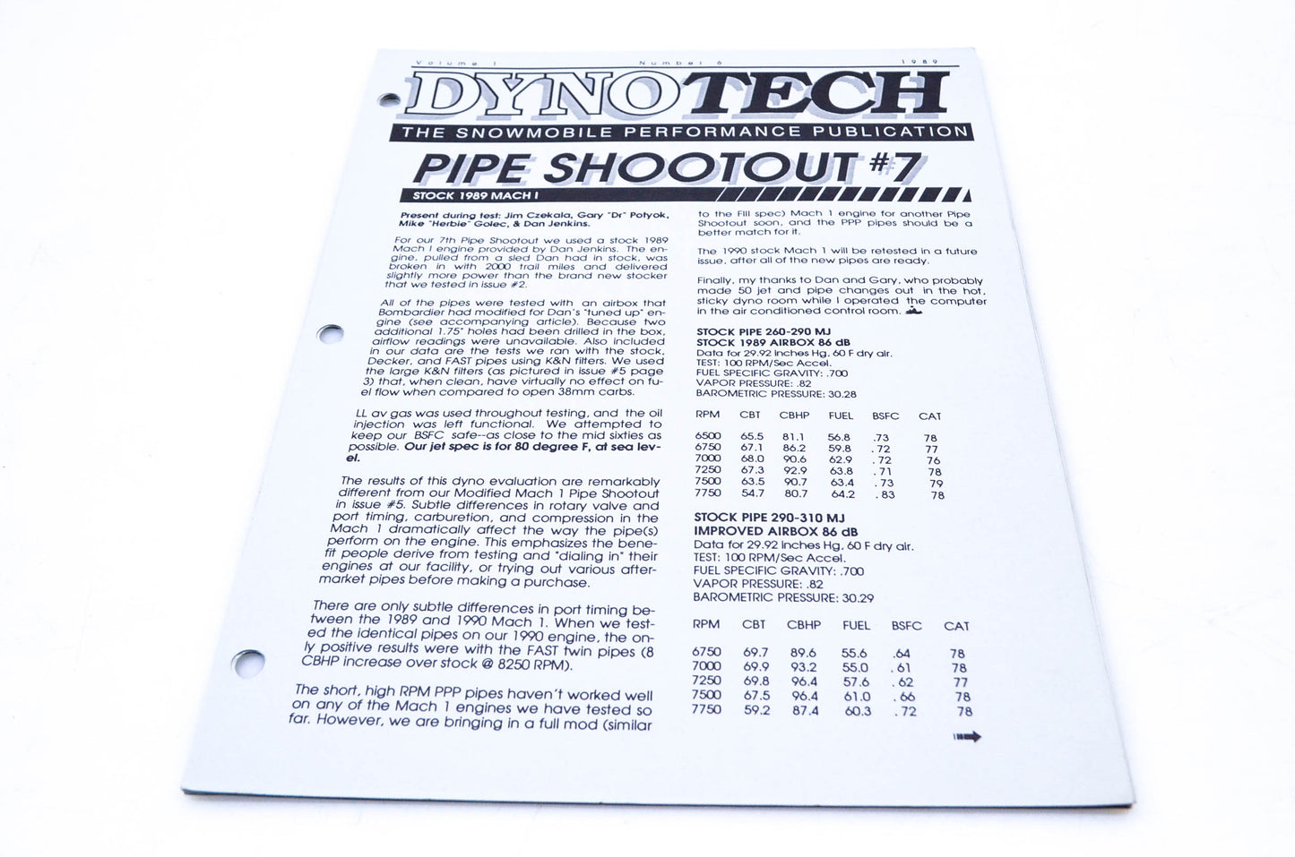 DynoTech 1989 Snowmobile Performance Publication Volume 1 Number 6 NOS