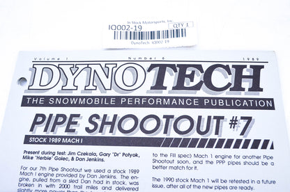 DynoTech 1989 Snowmobile Performance Publication Volume 1 Number 6 NOS