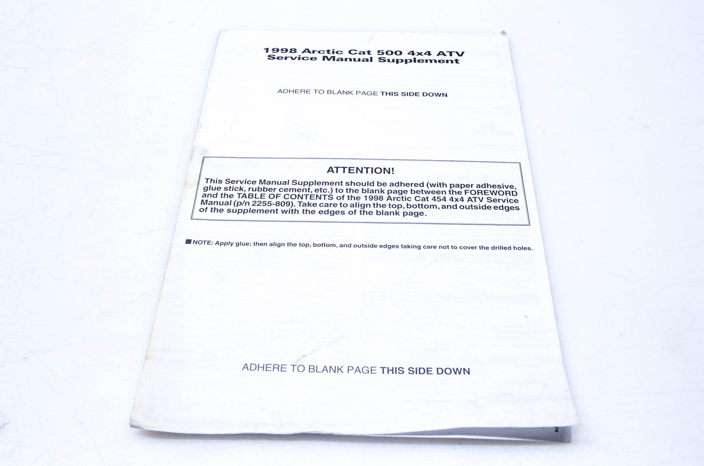 OEM Arctic Cat 2255-956 1998 Arctic Cat 500 4x4 ATV Service Manual Supplement