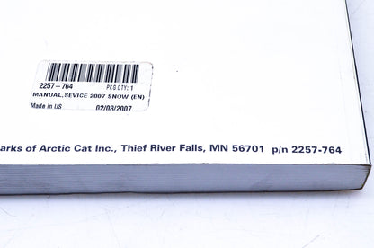 New OEM Arctic Cat 2257-764 2007 Arctic Cat 2 Stroke Snowmobile Service Manual NOS