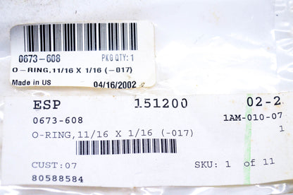 New OEM Arctic Cat 0673-608 O Ring 11/16x1/16 NOS