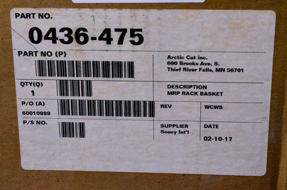 New OEM Arctic Cat 0436-475 MRP Rack Basket NOS