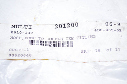 New OEM Arctic Cat 0610-139 Double Tee Fitting Hose to Pump NOS