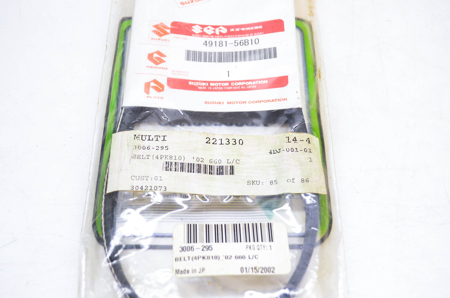 New OEM Arctic Cat 3006-295 Belt (4PK810) '02 660 L/C NOS