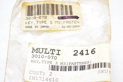 New OEM Arctic Cat 3010-070 Type 3 M3 Key Fastener NOS