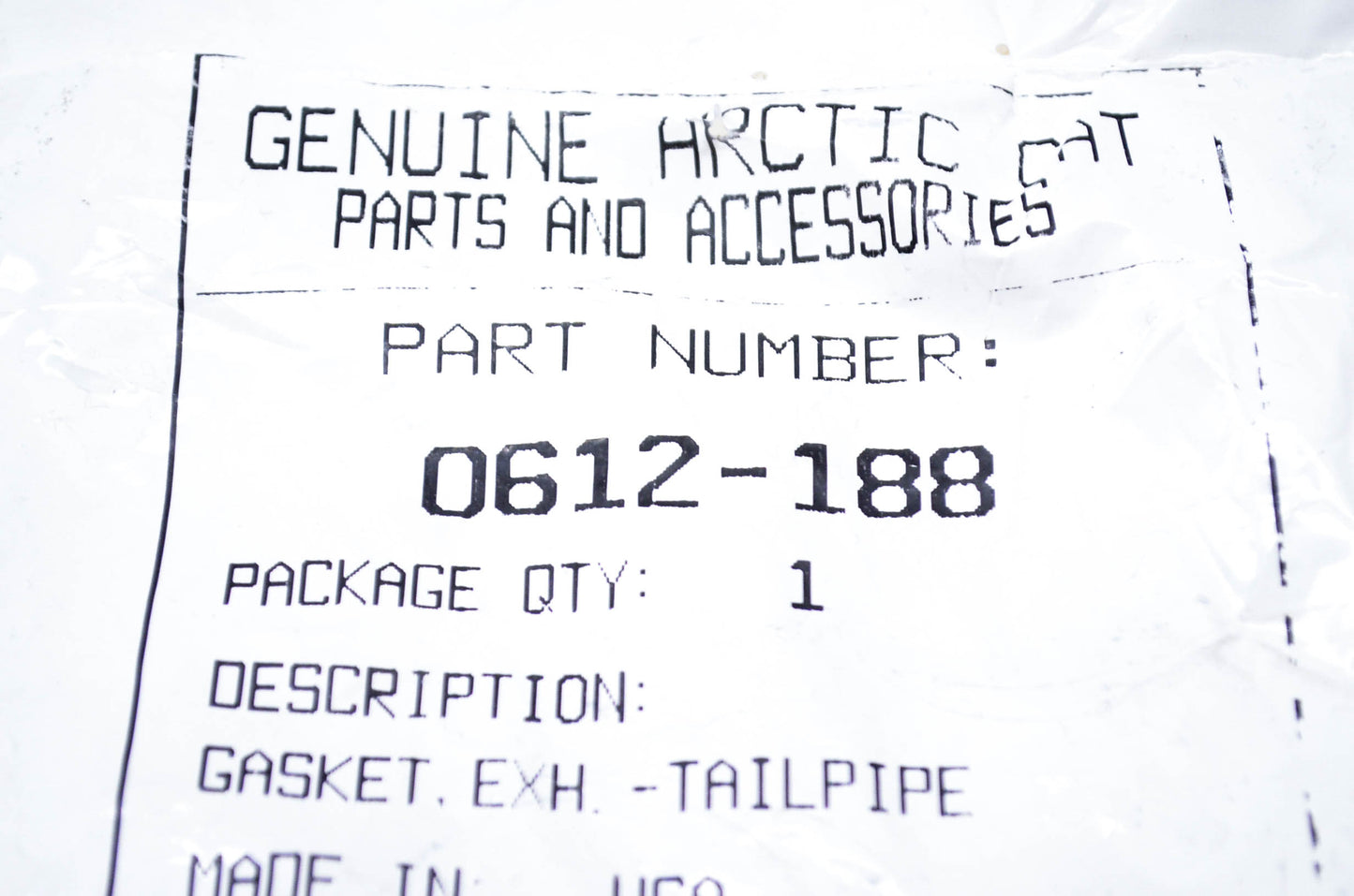 New OEM Arctic Cat 0612-188 Tailpipe Exhaust NOS