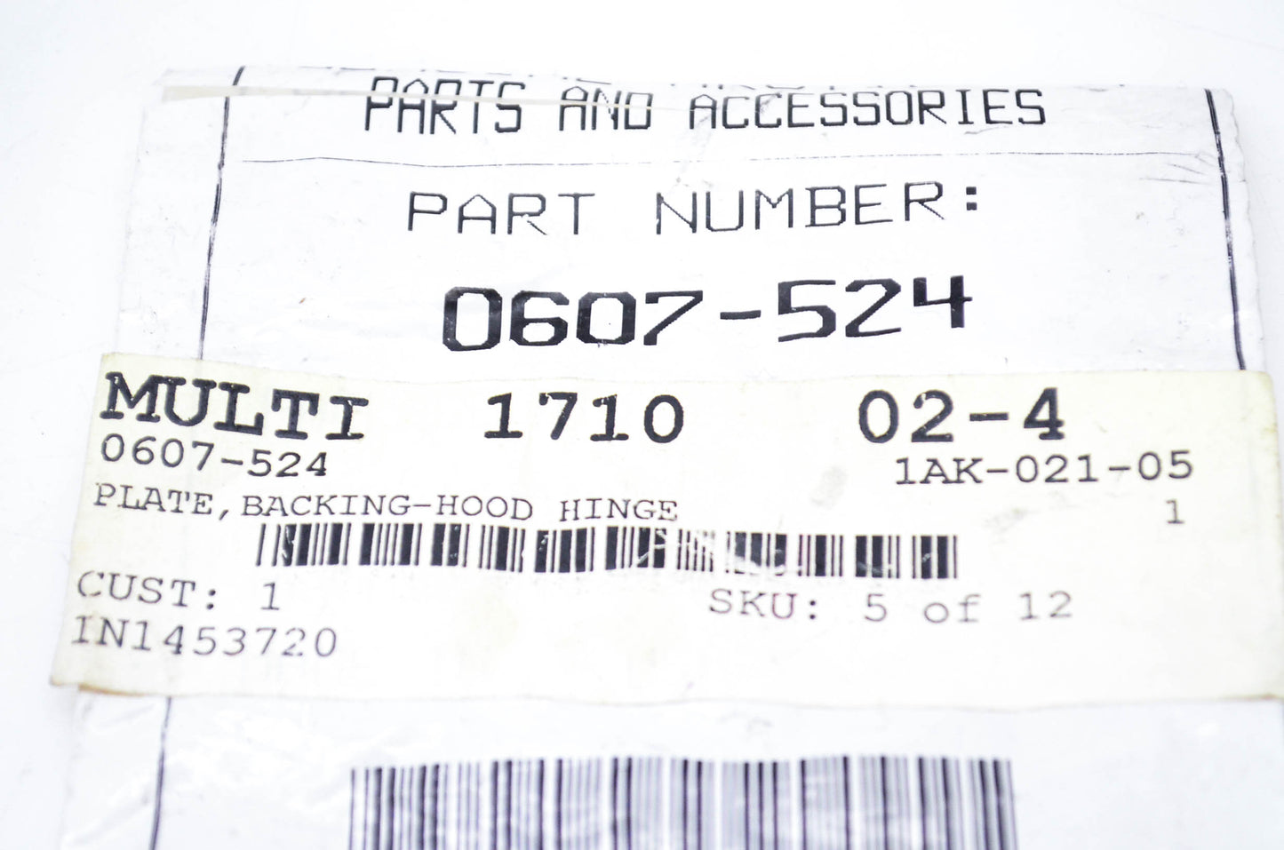 New OEM Arctic Cat 0607-524 Hood Hinge Backing Plate NOS