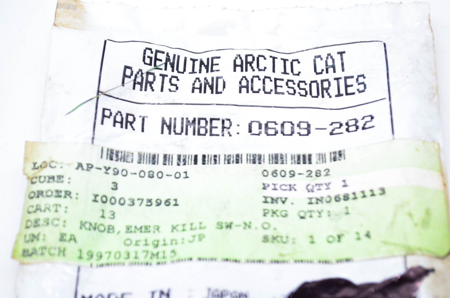 New OEM Arctic Cat 0609-282 Emergency Kill Knob NOS