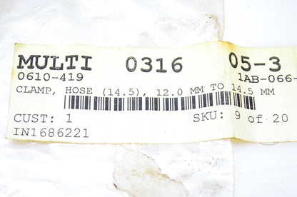 New OEM Arctic Cat 0610-419 Hose Clamp 12.0mm to 14.5mm NOS