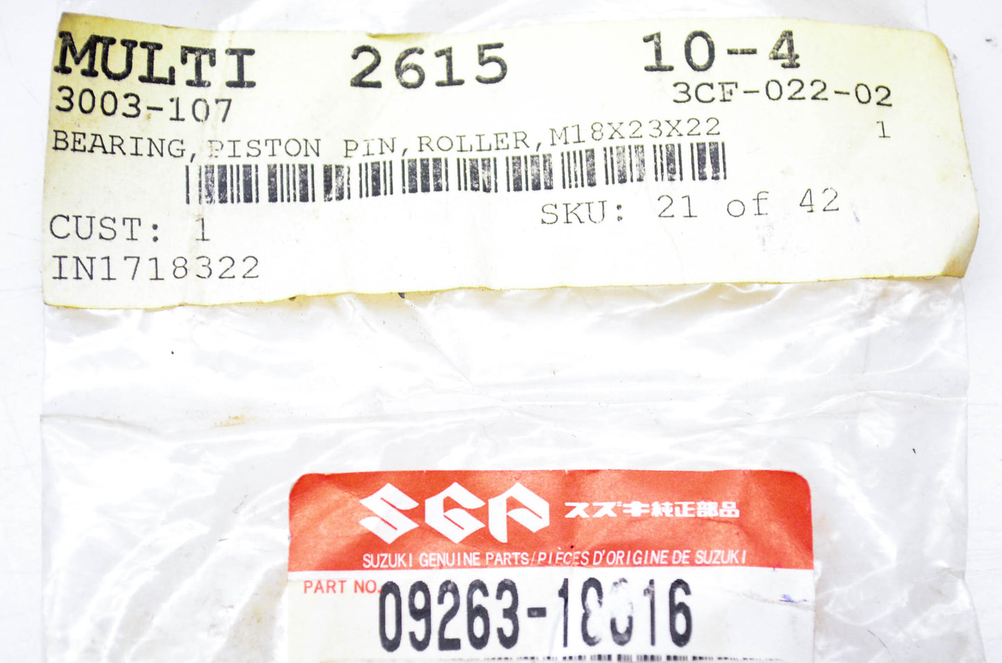 New OEM Arctic Cat 3003-107 Piston Pin Rolling Bearing M18x23x22 NOS