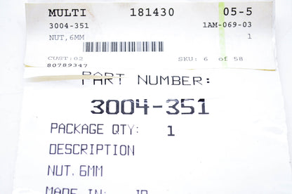 New OEM Arctic Cat 3004-351 Nut 6mm NOS
