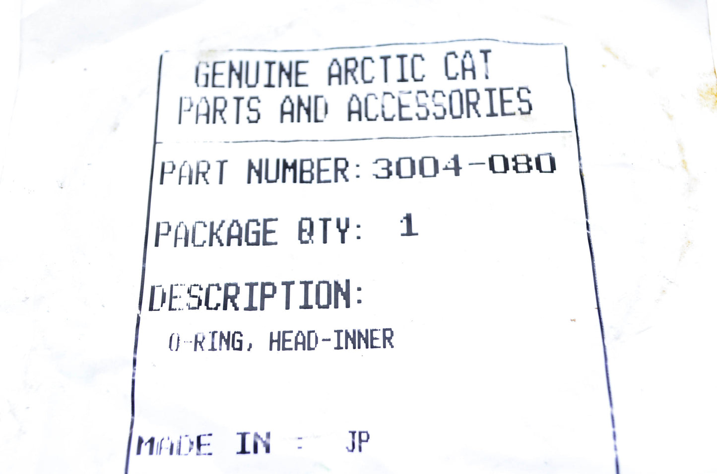 New OEM Arctic Cat 3004-080 Inner Head O Ring NOS