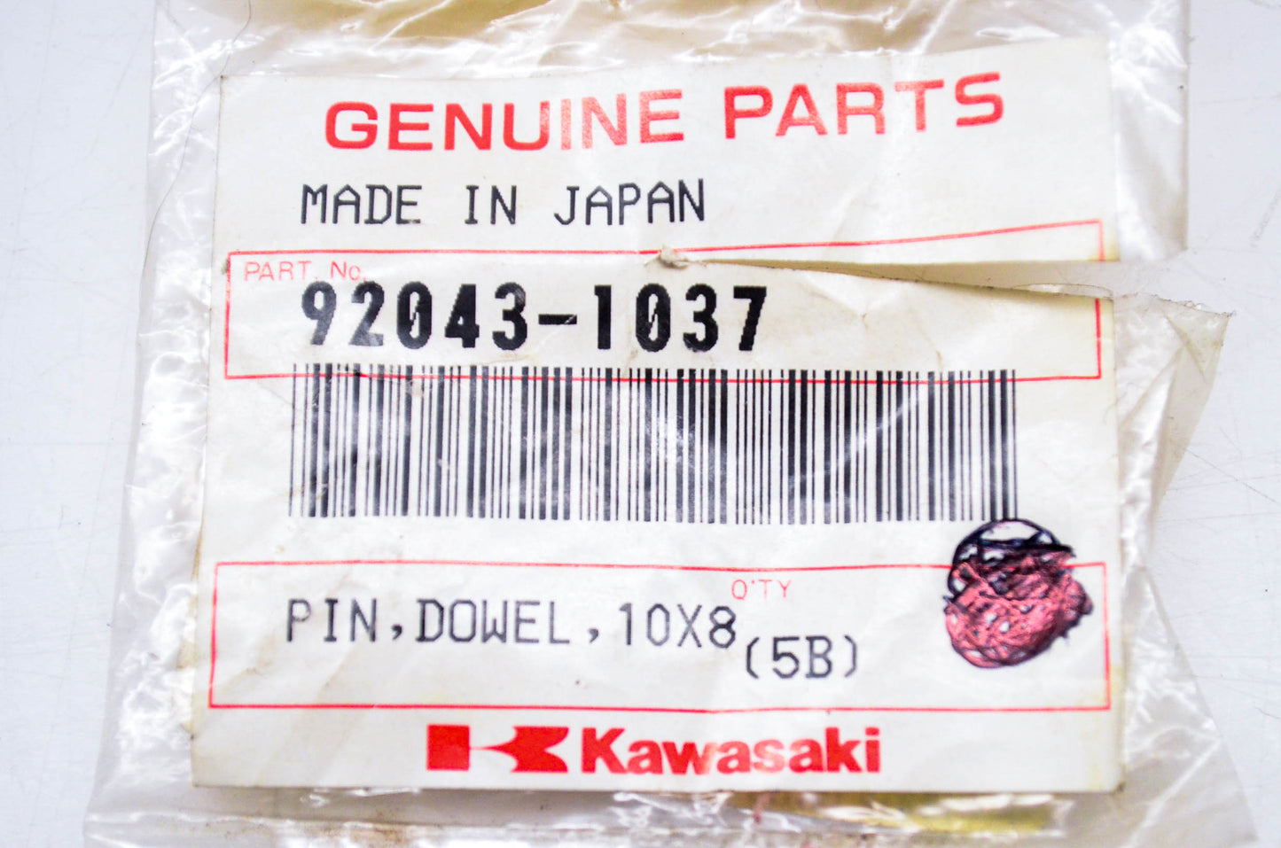 New OEM Kawasaki 92043-1037 Dowel Pin 10x8 NOS
