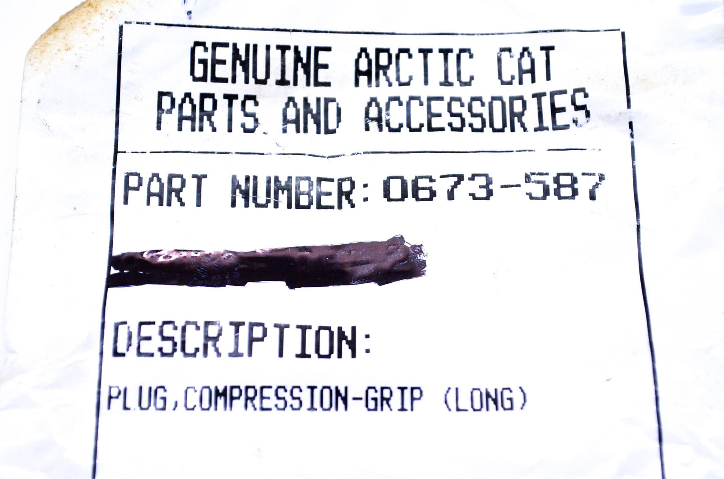 New OEM Arctic Cat 0673-587 Tigershark Long Compression Grip Plug NOS