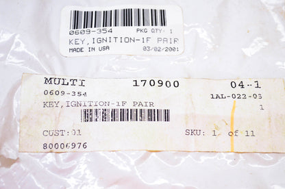 New OEM Arctic Cat 0609-354 Ignition Key 1F Kit NOS
