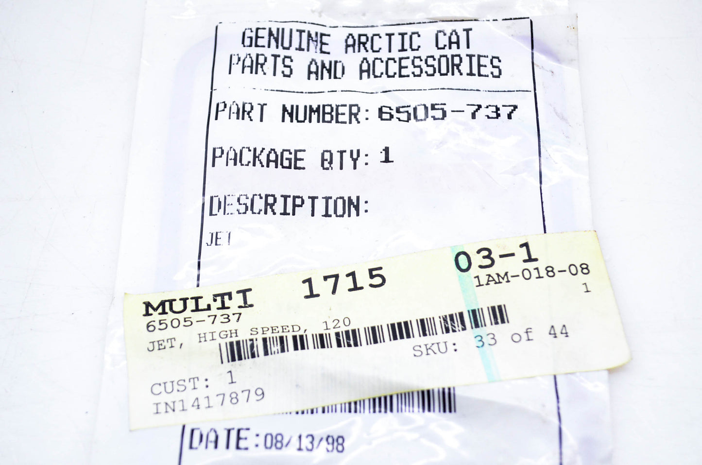 New OEM Arctic Cat 6505-737 Tigershark High Speed Jet 120 NOS