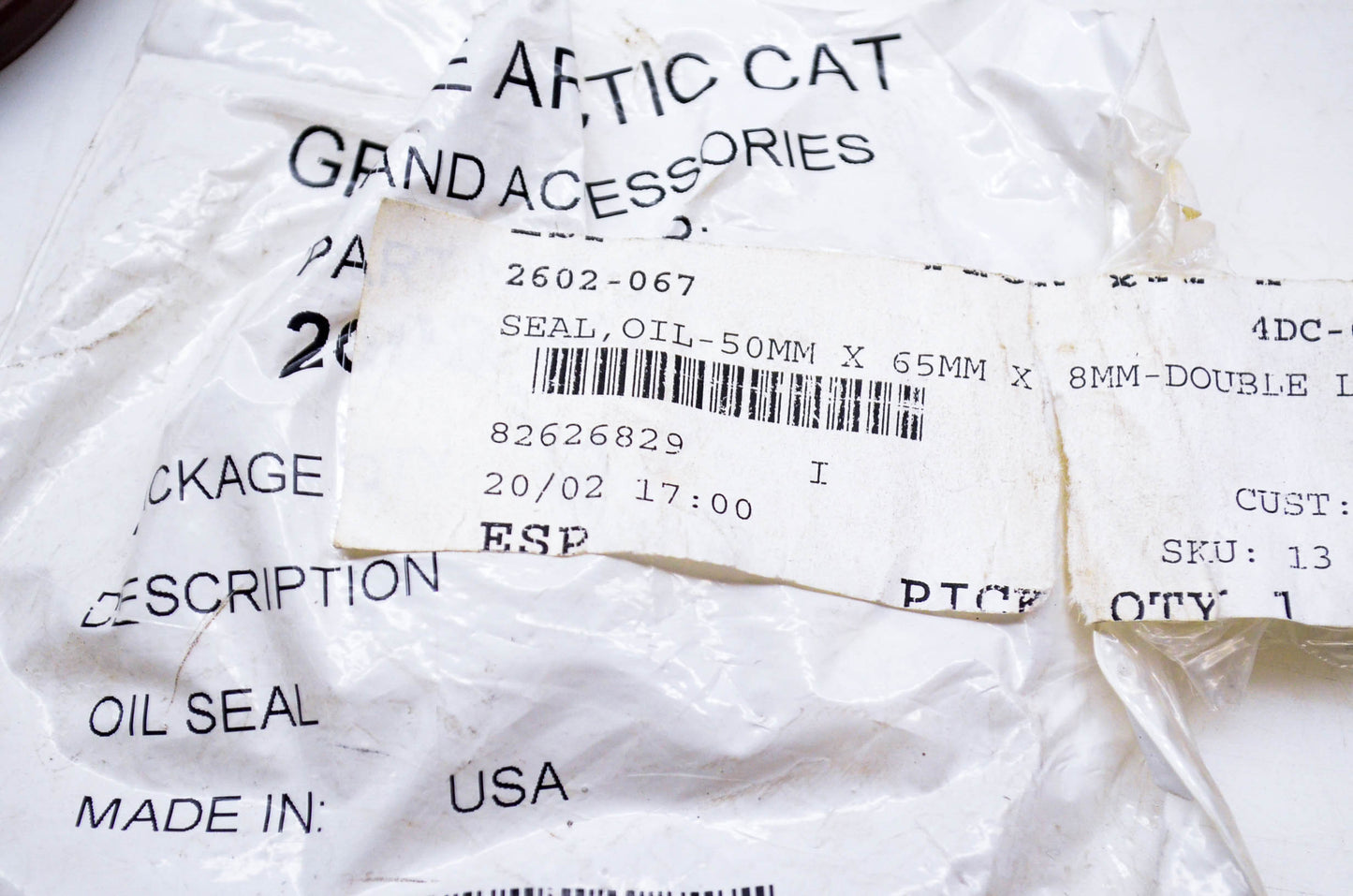 New OEM Arctic Cat 2602-067 Oil Seal Double Lip 50mmx65mmx8mm NOS