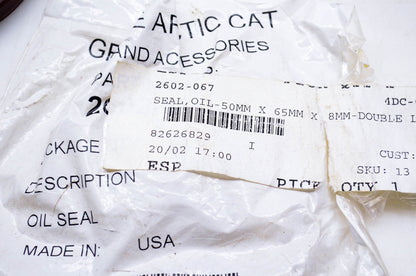 New OEM Arctic Cat 2602-067 Oil Seal Double Lip 50mmx65mmx8mm NOS