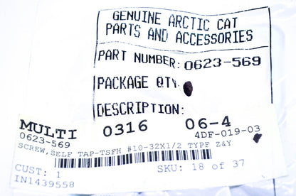 New OEM Arctic Cat 0623-569 Self Tap Screw #10-32x1/2 Qty 5 NOS