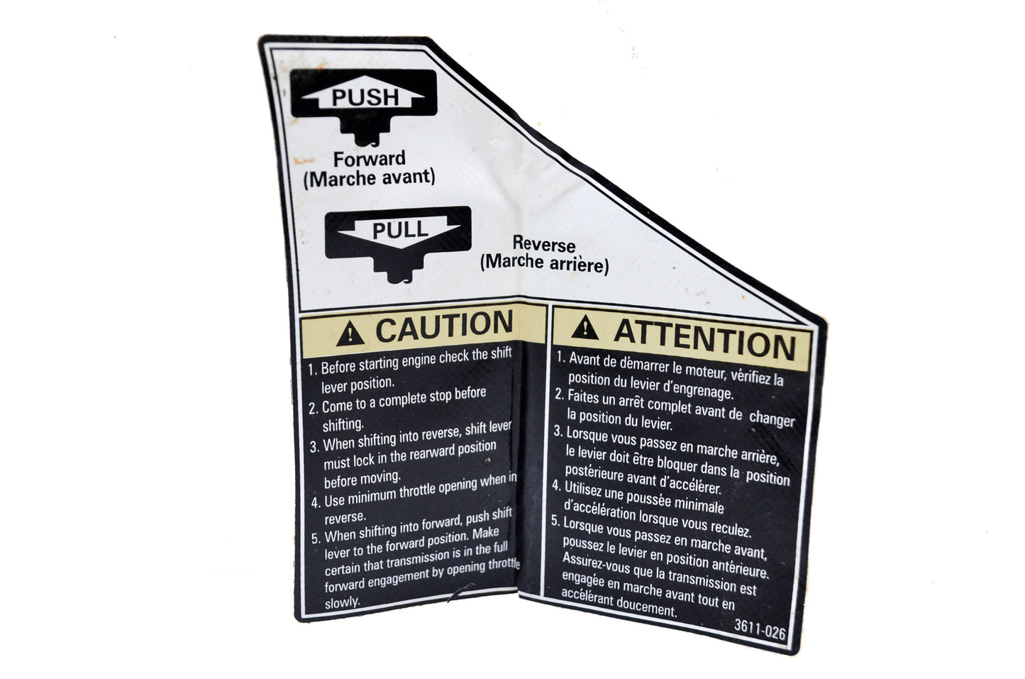 New OEM Arctic Cat 3611-026 Reverse Decal 500/600 Twin NOS